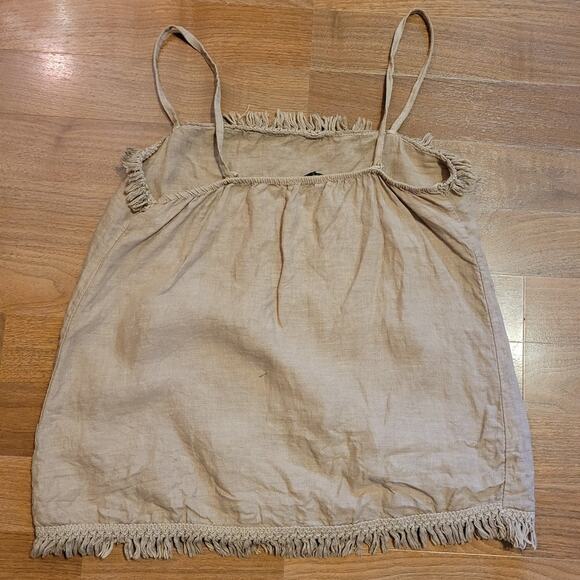 Francesca Bettini, Small |  Linen Cami Top Tan Boho Fringe Womans - Picture 3 of 5